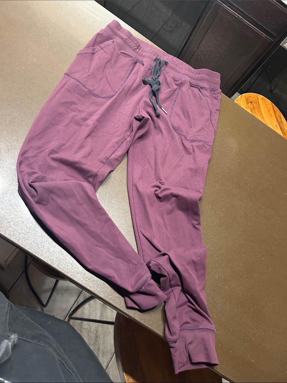 Women’s Burgundy Jogger Pants - Casual Drawstring Sweatpants